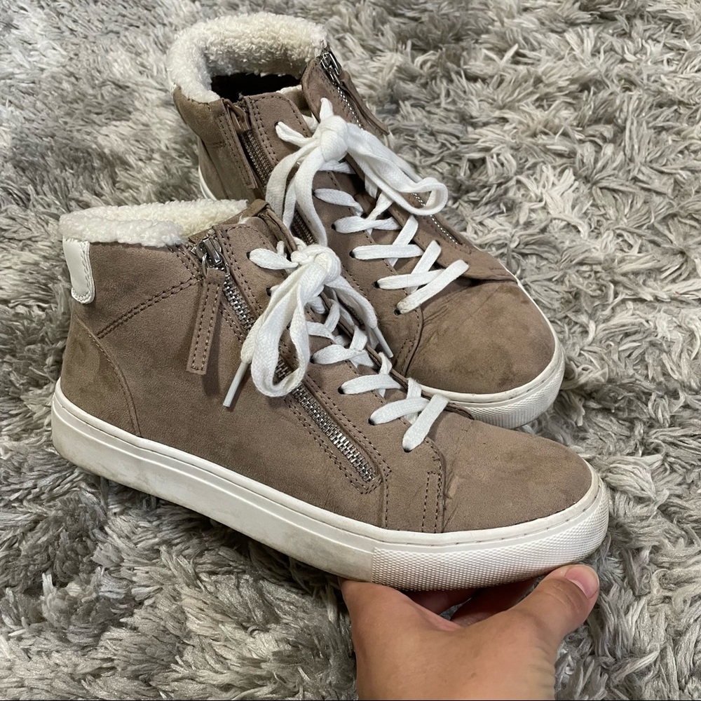 Suede Side-Zip Faux Fur Sneakers